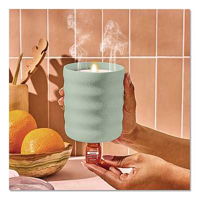 Lifelines Aromatherapy Essential Oil Flameless Candle Diffuser with Citrus Grove Essential Oil, 5.5 x 5.5 x 5.5, Sage Green (111619)