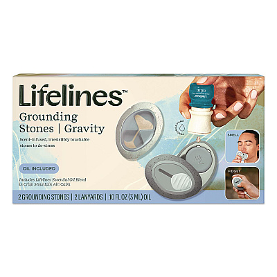 Lifelines Essential Oil Meditative Grounding Stones and Crisp Mountain Air Essential Oil, Gray, 2/Pack (114502)