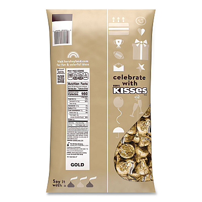 Hershey's KISSES with Almonds, Gold Foils, 60 oz Bag (HEC62083)
