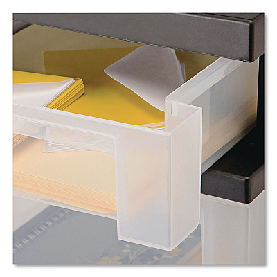 IRIS Three-Drawer Stand with Plastic Organizer Top, Plastic, 12.08 x 14.87 x 24, Clear/Black (270014115026)