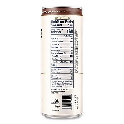 La Colombe Draft Latte Cold Brew, Mocha Latte, 11 oz Can, 12/Carton (LCT00500)