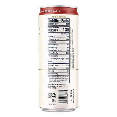 La Colombe Draft Latte Cold Brew, Triple Shot Espresso Latte, 11 oz Can, 12/Carton (LCT00501)