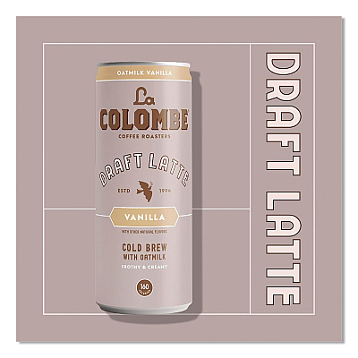 La Colombe Draft Latte Cold Brew, Vanilla Latte with Oat Milk, 11 oz Can, 12/Carton (LCT00521)