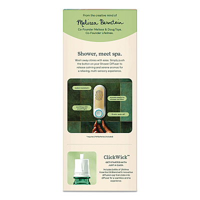 Lifelines Evaporative Aromatherapy Essential Oil Shower Diffuser/Crisp Mountain Air-Mint and Eucalyptus Oil,4.7 x 4.7 x 7.2,White/Ivory (111501)