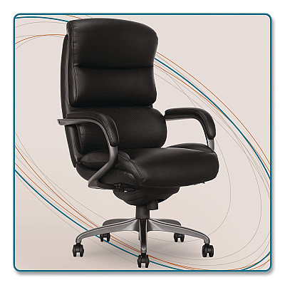 La-Z-Boy Aberdeen Executive Chair, Supports Up to 275 lb, 21" to 25" Seat Height, Black Seat and Back, Gray Base (51545BLK)