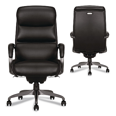 La-Z-Boy Aberdeen Executive Chair, Supports Up to 275 lb, 21" to 25" Seat Height, Black Seat and Back, Gray Base (51545BLK)