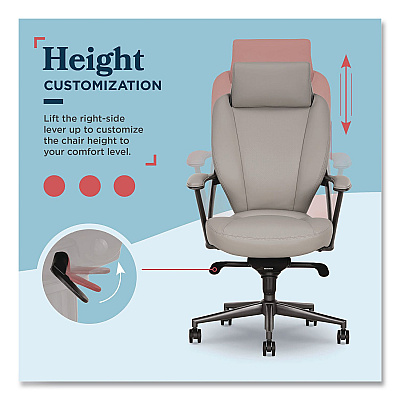 La-Z-Boy Vannes Ergonomic Executive Chair, Supports Up to 275 lb, 20.5" to 23.5" Seat Height, Light Gray Seat and Back, Dark Gray Base (60101GRY)