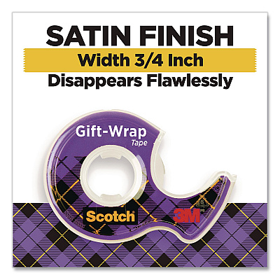 Scotch Gift Wrap Tape with Dispenser, 1" Core, 0.75" x 50 ft, Clear, 6/Pack (615SIOC)