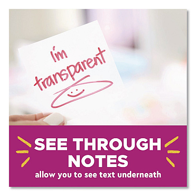 Post-it Transparent Notes, 2.88" x 5.88", Clear, 36 Sheets/Pad (636TRSPT)