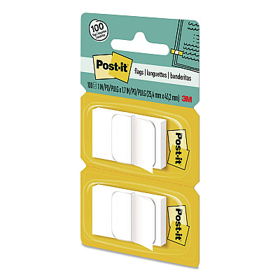 Post-it Flags Standard Page Flags in Dispenser, 1" Wide, White, 50 Flags/Dispenser, 2 Dispensers/Pack, 24 Packs/Carton (680WE2CT)