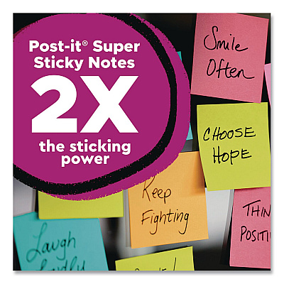 Post-it Notes Super Sticky Note Pads in Summer Joy Collection Colors, 1.88" x 1.88", Assorted Colors, 90 Sheets/Pad, 18 Pads/Pack (62218SSJOYCP)