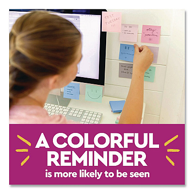 Post-it Notes Super Sticky Recycled Notes in Wanderlust Pastels Collection Colors, 1.88" x 1.88", Assorted Colors, 70 Sheets/Pad, 18 Pads/Pack (62218SSNRPCP)