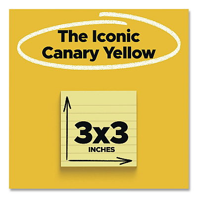 Post-it Notes Original Pads in Canary Yellow, Note Ruled, 3" x 3", 100 Sheets/Pad, 12 Pads/Pack (63012PK)