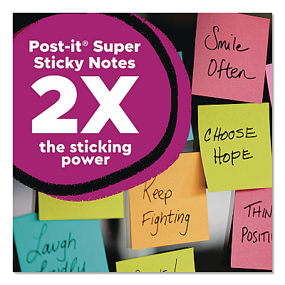 Post-it Notes Super Sticky Pads in Assorted Collection Colors, Teacher's Pack, 3" x 3", Assorted Colors, 45 Sheets/Pad, 15 Pads/Pack (65415SSBTSSR)