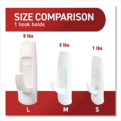 Command Large Utility Hooks, Plastic, White, Supports 5 lb, 6/Pack (170036ES)