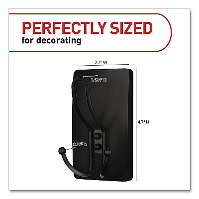 Command Decorative X-Large Triple Hooks, Metal, Matte Black, Supports 10 lb, 2/Pack (17038MB2ES)