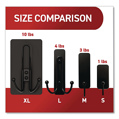 Command Decorative X-Large Triple Hooks, Metal, Matte Black, Supports 10 lb, 2/Pack (17038MB2ES)