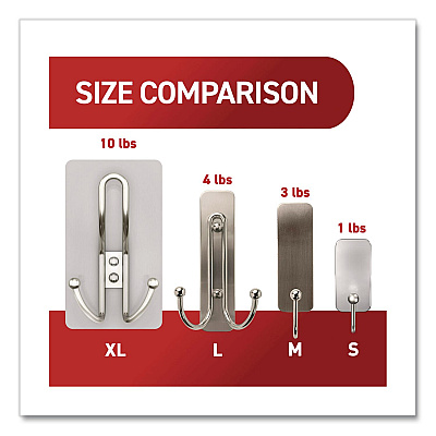 Command Decorative X-Large Triple Hooks, Metal, Satin Nickel, Supports 10 lb, 2/Pack (17038N2ES)
