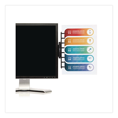 NoteTower Monitor Document and Note Holder, Hold Up to 4 Legal Size Sheets, Plastic, Black (NTR2001)