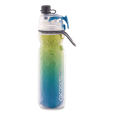 O2COOL Elite Mist 'N Sip Plastic Double-Wall Insulated Water Bottle, 20 oz, Ombre Blue (HMLDP07OMB)