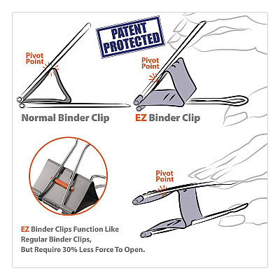 Officemate EZ Binder Clips, Large, Gray, 16/Pack (99216)