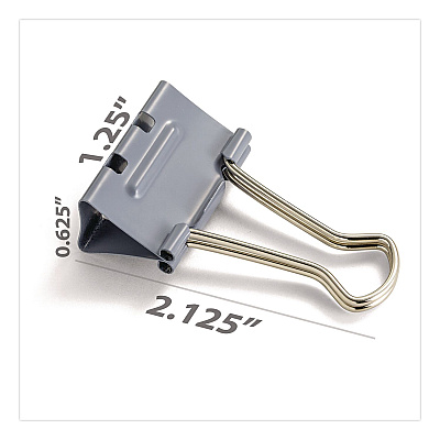 Officemate EZ Binder Clips, Medium, Gray, 48/Pack (99550)