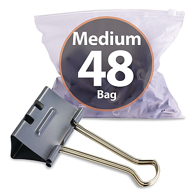 Officemate EZ Binder Clips, Medium, Gray, 48/Pack (99550)