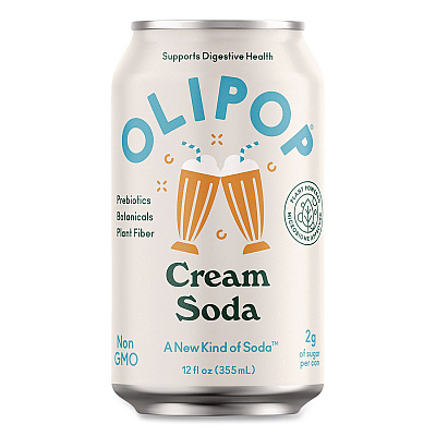 OLIPOP Prebiotic Soda, Cream Soda, 12 oz Can, 12/Carton (ICO70289)
