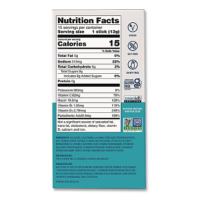 LIQUID I.V. Sugar-Free Hydration Multiplier, 0.45 oz Stick, Sugar-Free White Peach, 15/Pack (EHC28674)