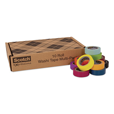 Scotch Expressions Washi Tape, 0.59" x 32.75 ft, Assorted Colors, 10 Rolls/Pack (C31710SIOC)