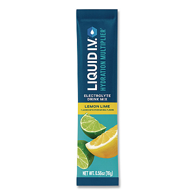 LIQUID I.V. Hydration Multiplier, Lemon-Lime, 0.56 oz Stick, 15/Pack (EHC47494)