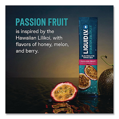 LIQUID I.V. Hydration Multiplier, Passion Fruit, 0.56 oz Stick, 15/Pack (EHC47496)
