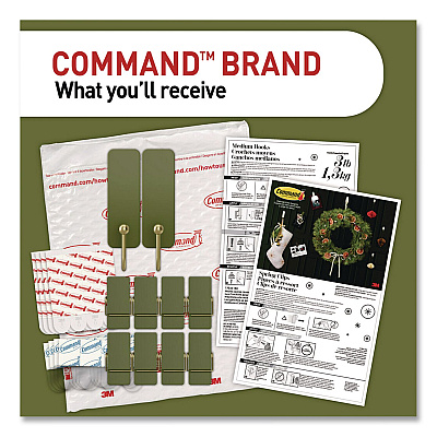 Command Limited Edition Decorative Hook Variety Pack, (8) Mini Spring Hooks, (2) Medium Hooks (Supports 3lb), Sage Green/Brass, 10/PK (SGMHP10ESF)