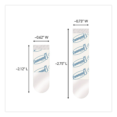Command Damage-Free Hanging Clear Refill Strips, Value Pack Assortment: (8) Medium(0.73" x 2.75"), (8) Small (0.62" x 2.12"), 16/Pack (17200CLR16ES)