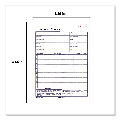 Adams Multipart Purchase Order Pad, Three Part Carbonless, 5.56 x 8.44, 50 Forms Total (TC583110EA)