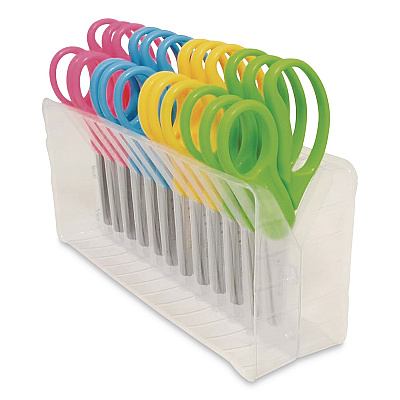 Westcott KleenEarth Rice Husk Kids Scissors, Blunt Tip, 5" Long, Straight Assorted Color Handles, 12/Pack (00850)
