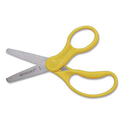 Westcott KleenEarth Rice Husk Kids Scissors, Blunt Tip, 5" Long, Straight Assorted Color Handles, 12/Pack (00850)