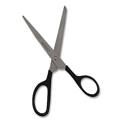 Westcott Straight Contract Scissors, 8" Long, 3" Cut Length, Straight Black Handle, 144/Carton (10572CT)