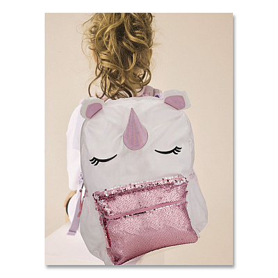 Accessory Innovations Adorable Unicorn Backpack, 12 x 5 x 16, White/Pink (B21GC49266ST)