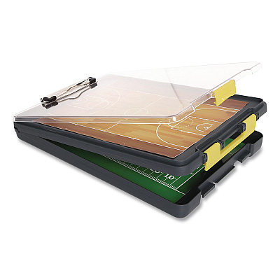 Dexas ClearView Clipcase Storage Clipboard, 0.35" Clip Capacity, Holds 8.87 x 12.25 Sheets, Gray/Yellow (5717803)