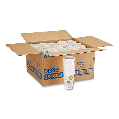 Dixie Pathways Paper Hot Cups, 16 oz, White/Brown, 300/Carton (2346SS251)