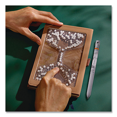 Lifelines Take Your Time Sensory Journal, Tactile White Gel Bead Hourglass, Wide/Legal Rule, Brown Cover, (80) 8 x 5 Sheets (160102)