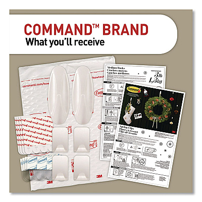 Command Limited Edition Decorative Hook Variety Pack, (4) Small (Supports 1 lb), (2) Medium (Supports 3 lb), Plastic, White, 6/Pack (PRMHP6ESF)