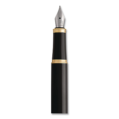 Parker IM Fountain Pen with Gift Box, Medium Fountain Nib, Blue Ink, Black Lacquer/Gold Barrel (1931645)