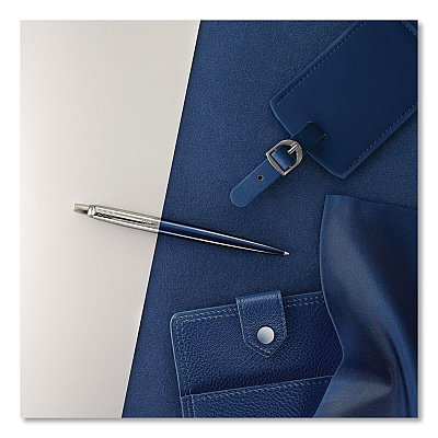 Parker Jotter Ballpoint Pen, Retractable, Medium 0.7 mm, Blue Ink, Royal Blue/Stainless-Steel Barrel (1953209)