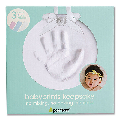 pearhead Babyprints Handprint or Footprint Keepsake Ornament Kit, 100% Baby Safe Impression Material/Shaping Ring/Ribbon/Pin (50020)