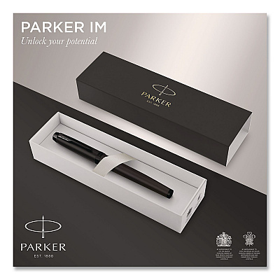 Parker IM Rollerball Pen, Monochrome Collection, Stick, Fine, Black Ink, Matte Black/PVD Barrel (2127743)