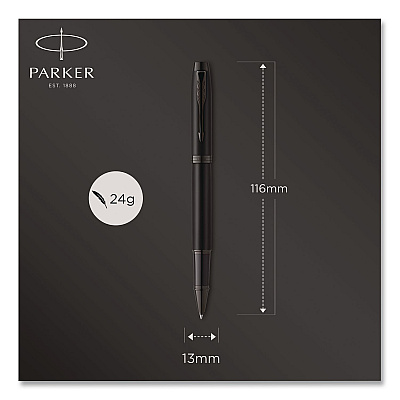 Parker IM Rollerball Pen, Monochrome Collection, Stick, Fine, Black Ink, Matte Black/PVD Barrel (2127743)