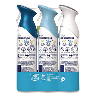 Febreze AIR Variety Pack, Heavy-Duty Crisp Clean/Linen and Sky/Ocean, 8.8 oz Aerosol Spray, 3/Pack (10677)