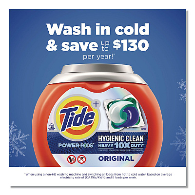 Tide Hygienic Clean Heavy 10x Duty Power PODS, HE Compatible, Original, 45 Pods/Tub (91630)
